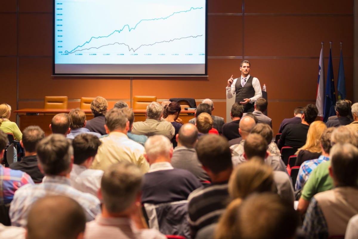 32507553 - speaker at business conference and presentation. audience at the conference hall. business and entrepreneurship.